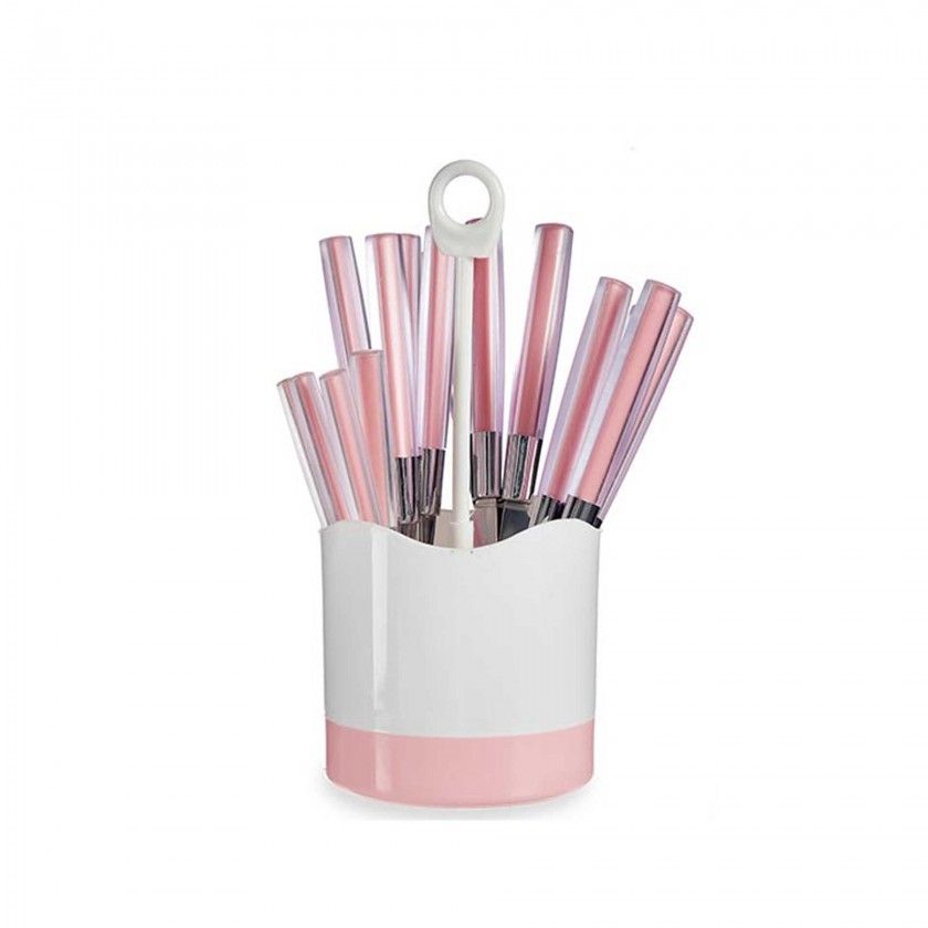 Faqueiro Aço Inoxidável Cabo Rosa 16 Peças Faqueiro Aço Inoxidável Cabo Rosa 16 Peças