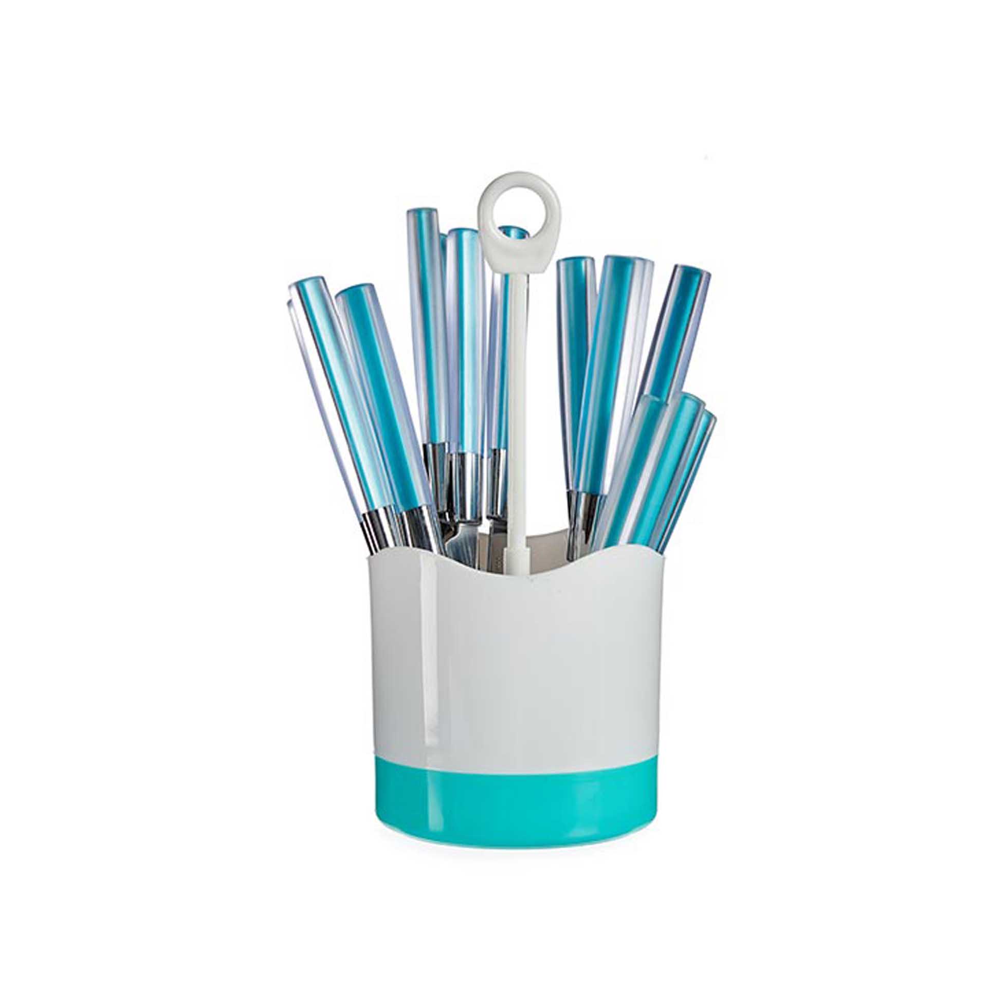 Faqueiro Aço Inoxidável Cabo Azul 16 Peças