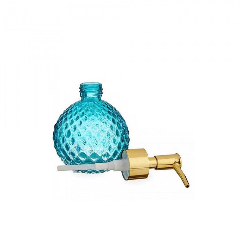 Dosificador Vidro Redondo Turquesa/Dourado 200ml 8.5X15cm Dosificador Vidro Redondo Turquesa/Dourado 200ml 8.5X15cm