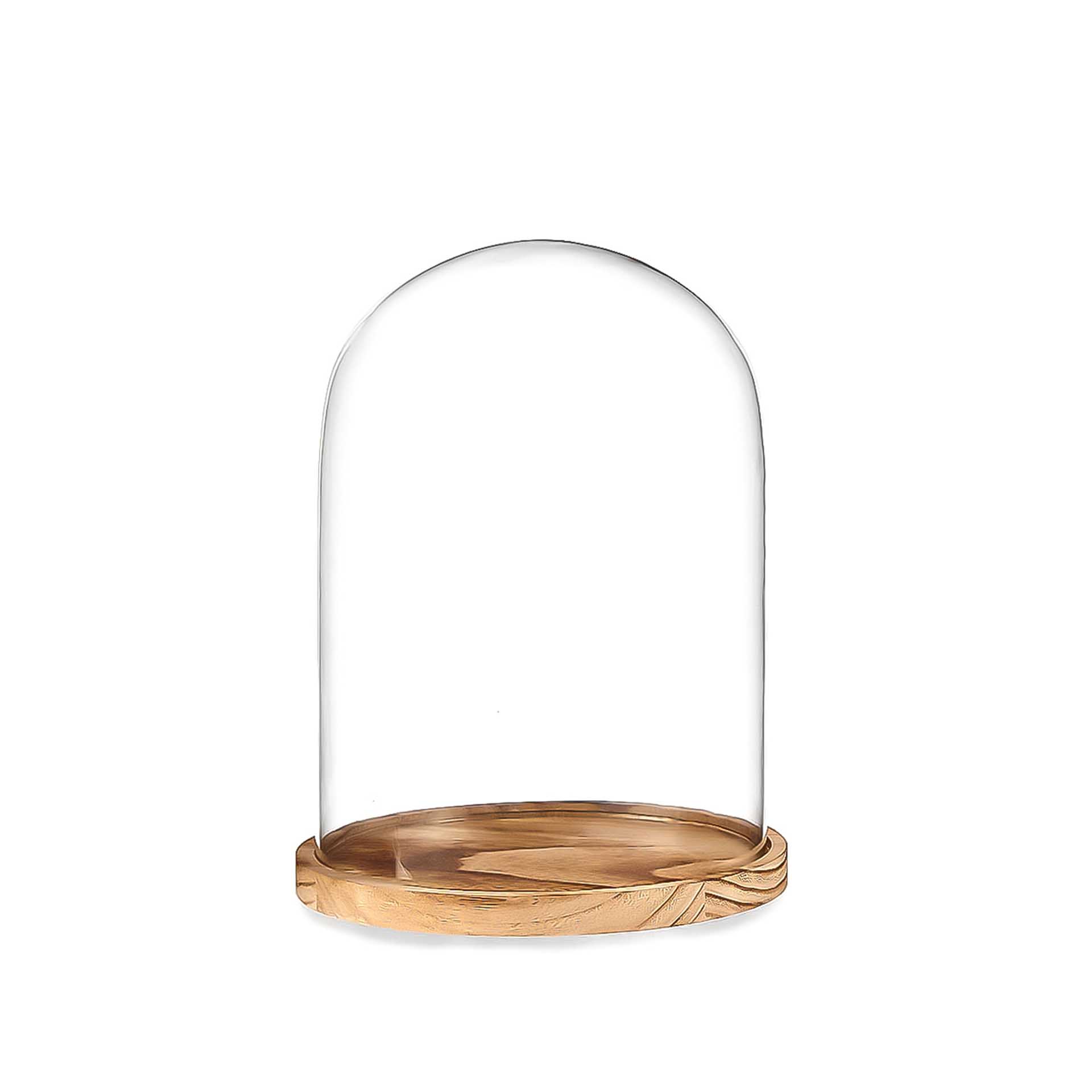 Cúpula Vidro Base Madeira 17cm