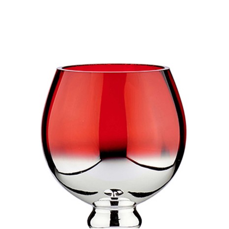 Porta Velas Vidro Prateado / Vermelho 13X40X13cm - Image product