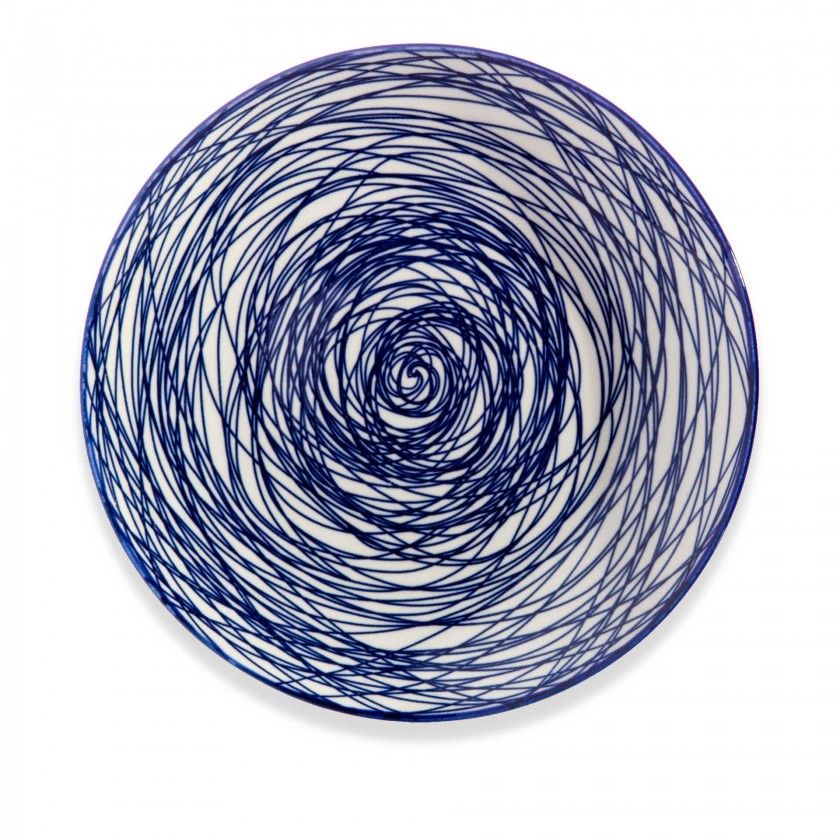 Prato Ladeiro Riscas Azul 3D 24cm Prato Ladeiro Riscas Azul 3D 24cm