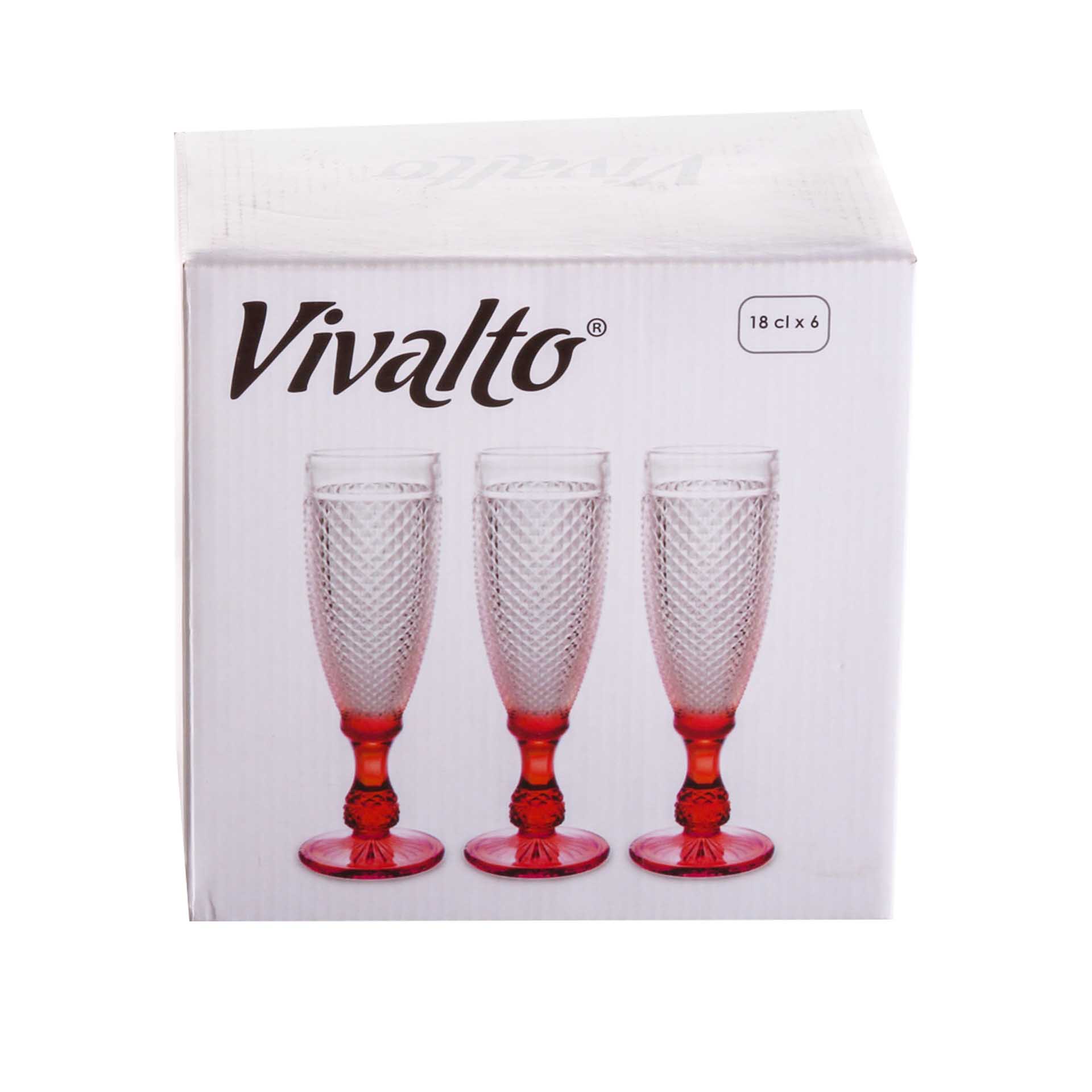 Copo Flute Picotado com Pé Vermelho 18cl 6X20cm Pack 6