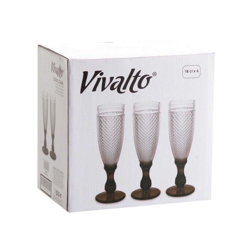 Copo Flute Picotado com P Preto 18cl Pack 6