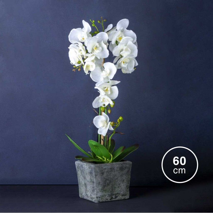 Orquídea Artificial com Vaso 60cm Orquídea Artificial com Vaso 60cm