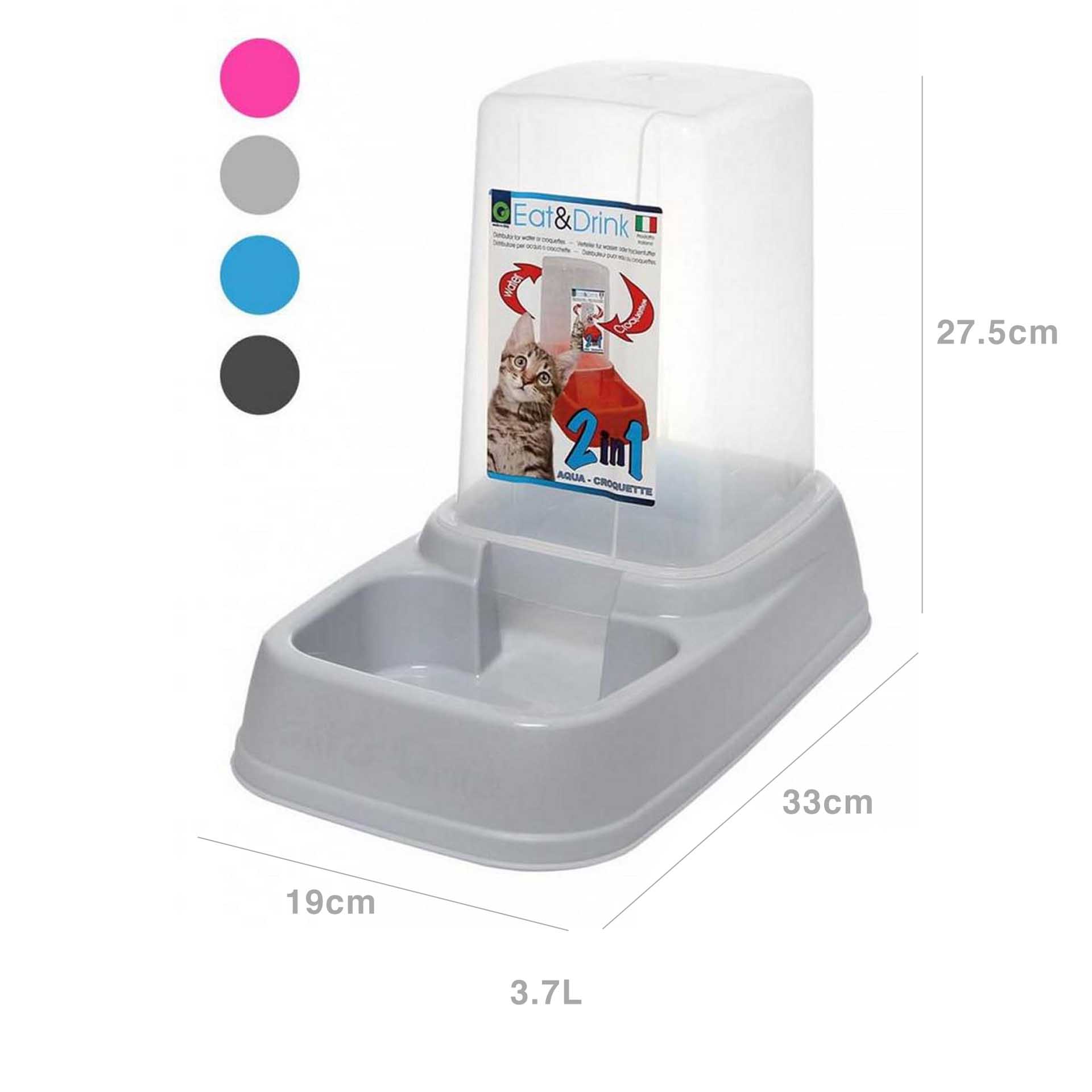 Comedouro / Bebedouro com Reservatório 3700ml 33X19X27.5cm