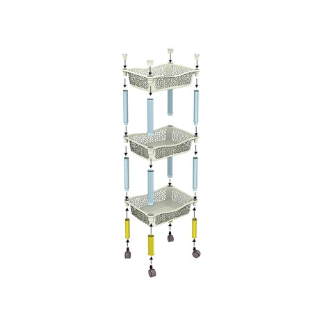 Carrinho Polipropileno Multipractic 3 Cestos Latte Bege 29.5X39X67cm - Image product