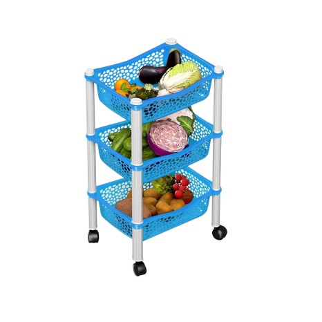 Carrinho Polipropileno Multipractic 3 Cestos Azul Ciano 29.5X39X67cm - Image product