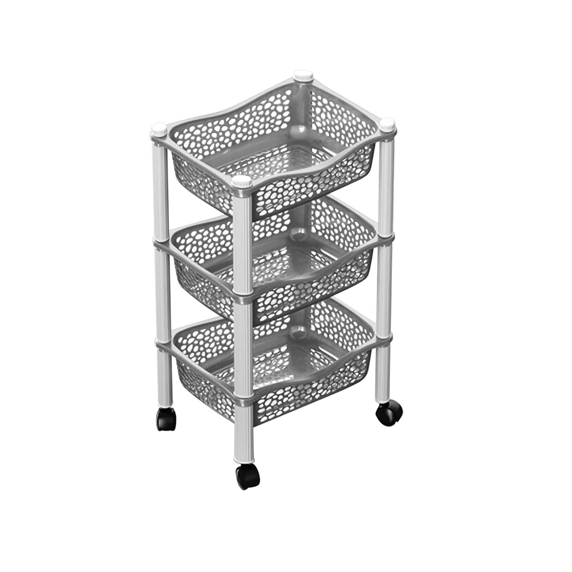 Carrinho Polipropileno Multipractic 3 Cestos Antracite 29.5X39X67cm