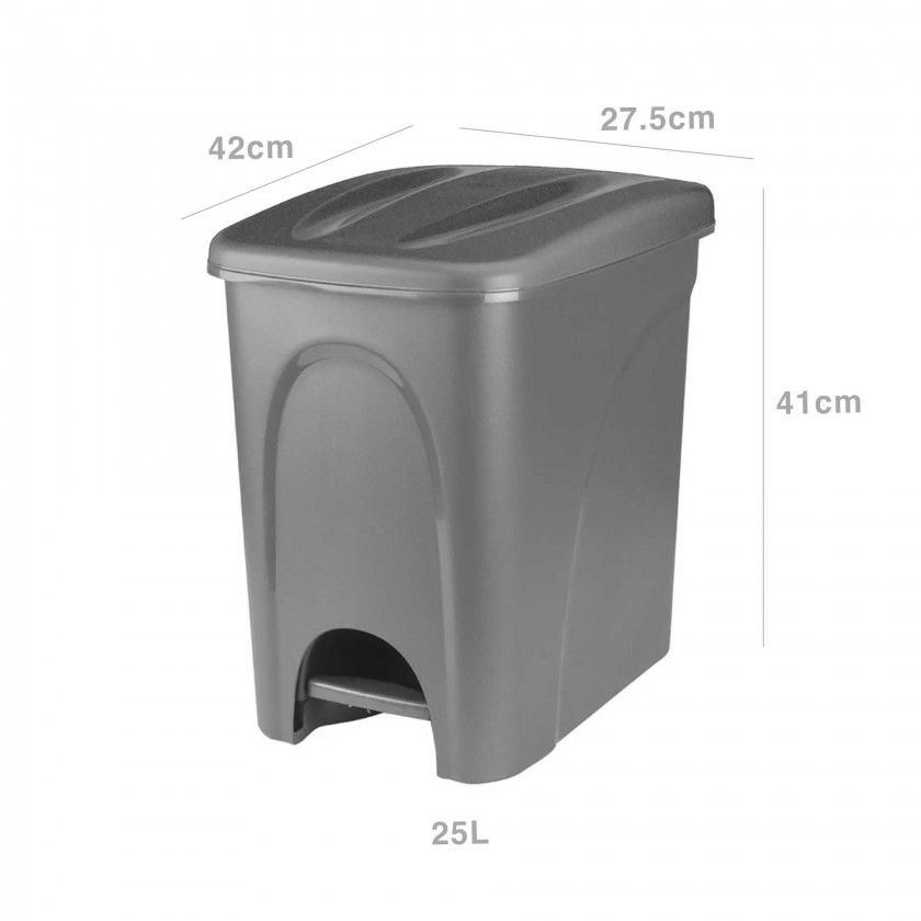 Balde Lixo com Pedal Antracite 25L 42X27.5X41cm Balde Lixo com Pedal Antracite 25L 42X27.5X41cm