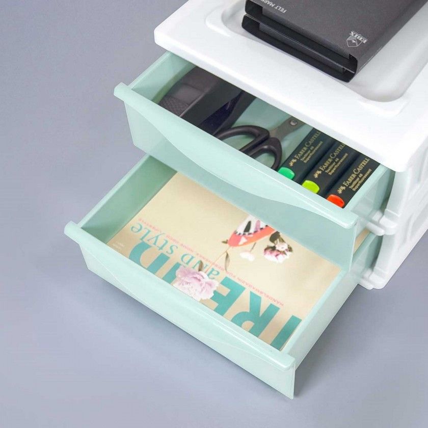 Caixa Organizadora Kremlin com 2 Gavetas Verde 35.5X26.5X20.5cm