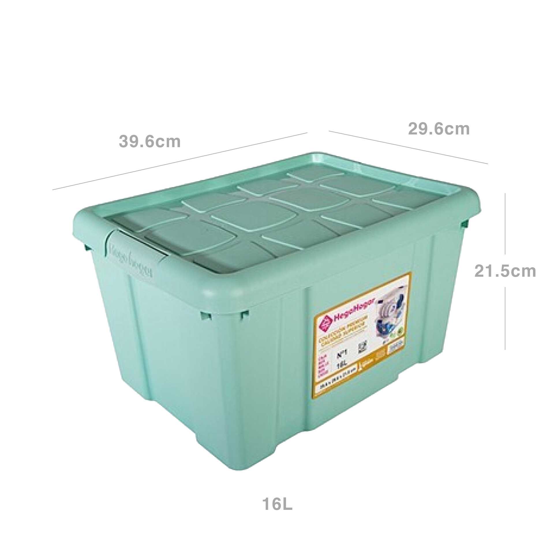 Caixa Arrumos New Box com Fechos Verde 16l 39.6X29.6X21.5cm