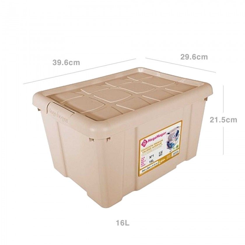 Caixa Arrumos New Box com Fechos Bege 16l 39.6X29.6X21.5cm