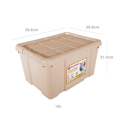 Caixa Arrumos New Box com Fechos Bege 16l 39.6X29.6X21.5cm