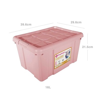 Caixa Arrumos New Box com Fechos Rosa 16l 39.6X29.6X21.5cm