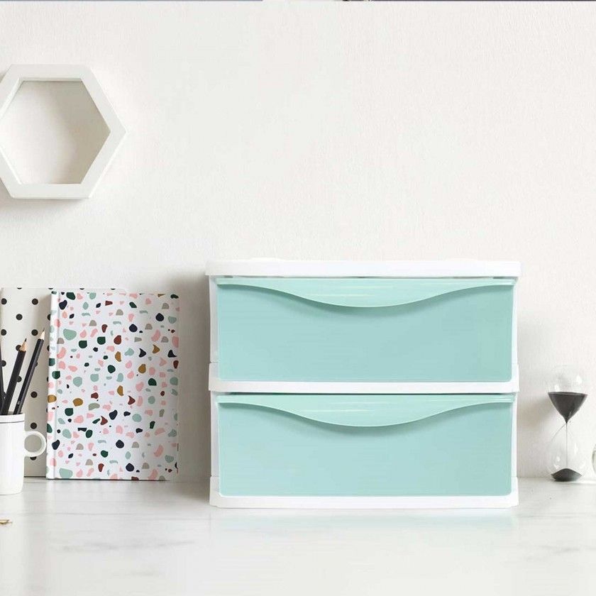 Caixa Organizadora Kremlin com 2 Gavetas Verde 35.5X26.5X20.5cm