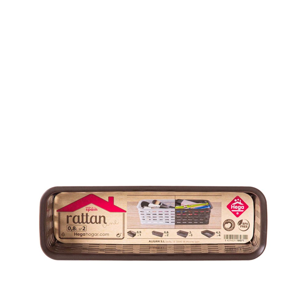Cesto Multiusos Pl�stico Rattan Retangular Castanho 800ml 24.2X8X6cm