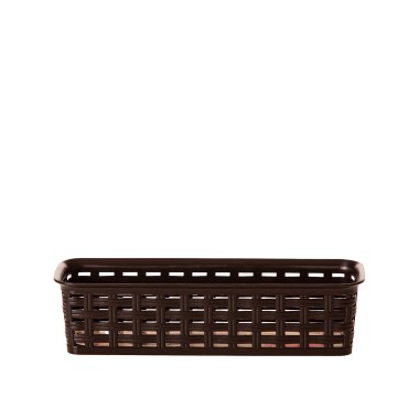 Cesto Multiusos Pl�stico Rattan Retangular Castanho 800ml 24.2X8X6cm