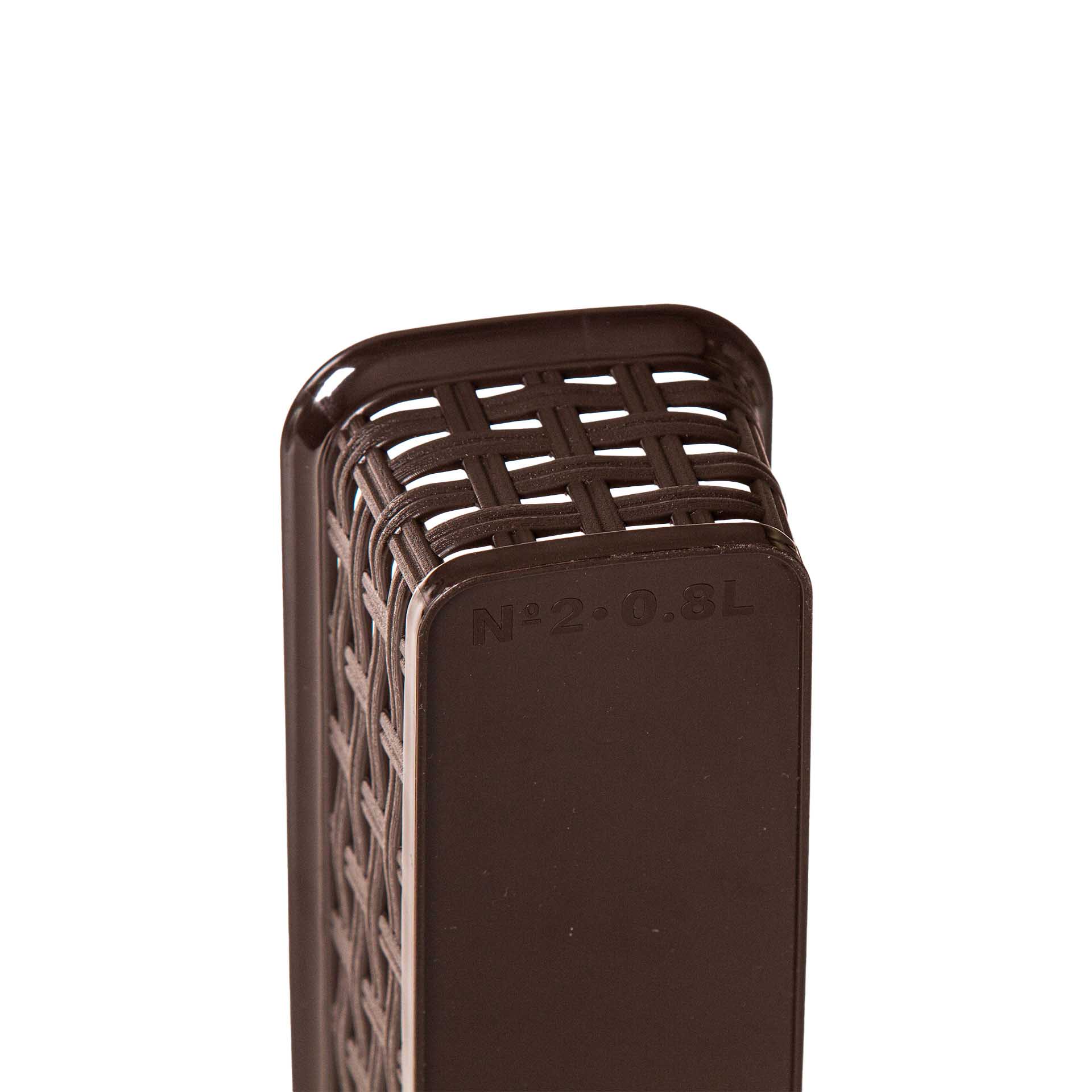 Cesto Multiusos Plástico Rattan Retangular Castanho 800ml 24.2X8X6cm