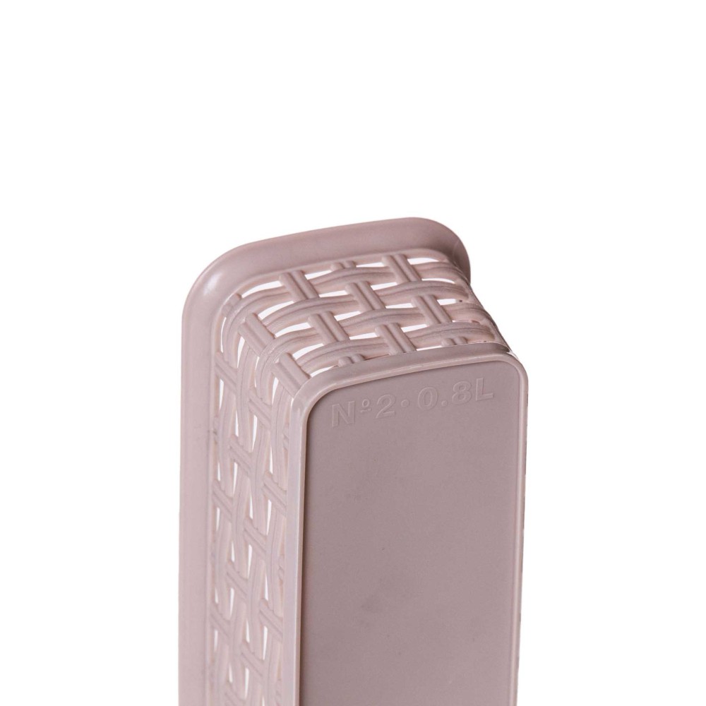 Cesto Multiusos Pl�stico Rattan Retangular Rosa 800ml 24.2X8X6cm