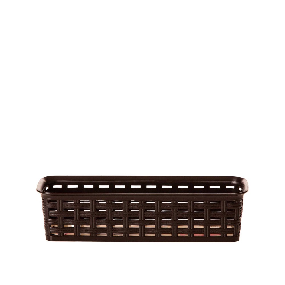 Cesto Multiusos Pl�stico Rattan Retangular Castanho 800ml 24.2X8X6cm