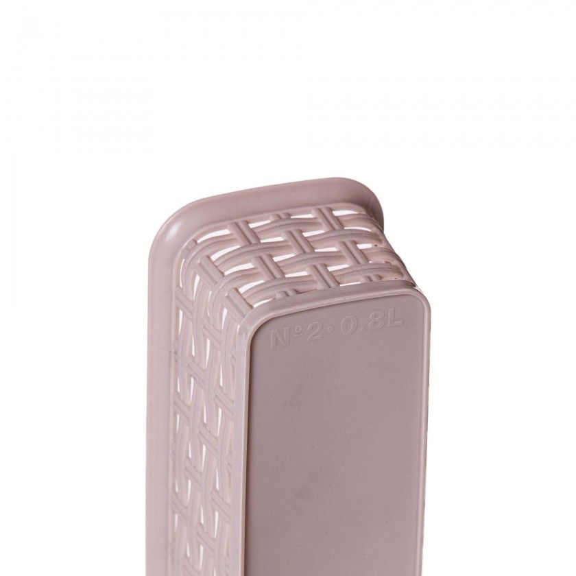 Cesto Multiusos Plástico Rattan Retangular Rosa 800ml 24.2X8X6cm Cesto Multiusos Plástico Rattan Retangular Rosa 800ml 24.2X8X6cm