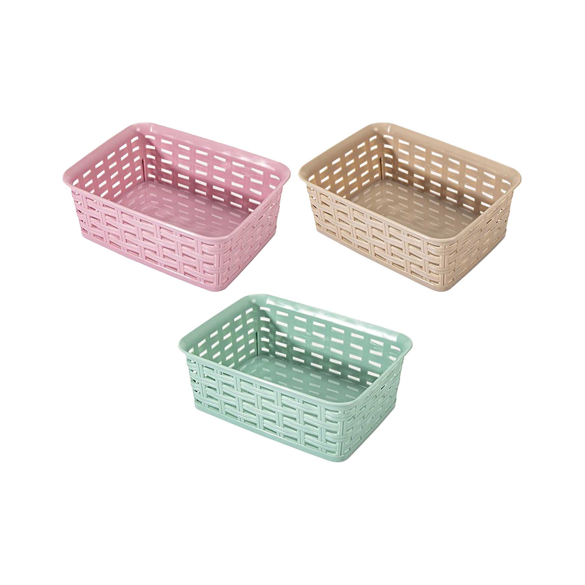 Cesto Multiusos Plástico Rattan Retangular Multicor 900ml 16.5X12X6cm