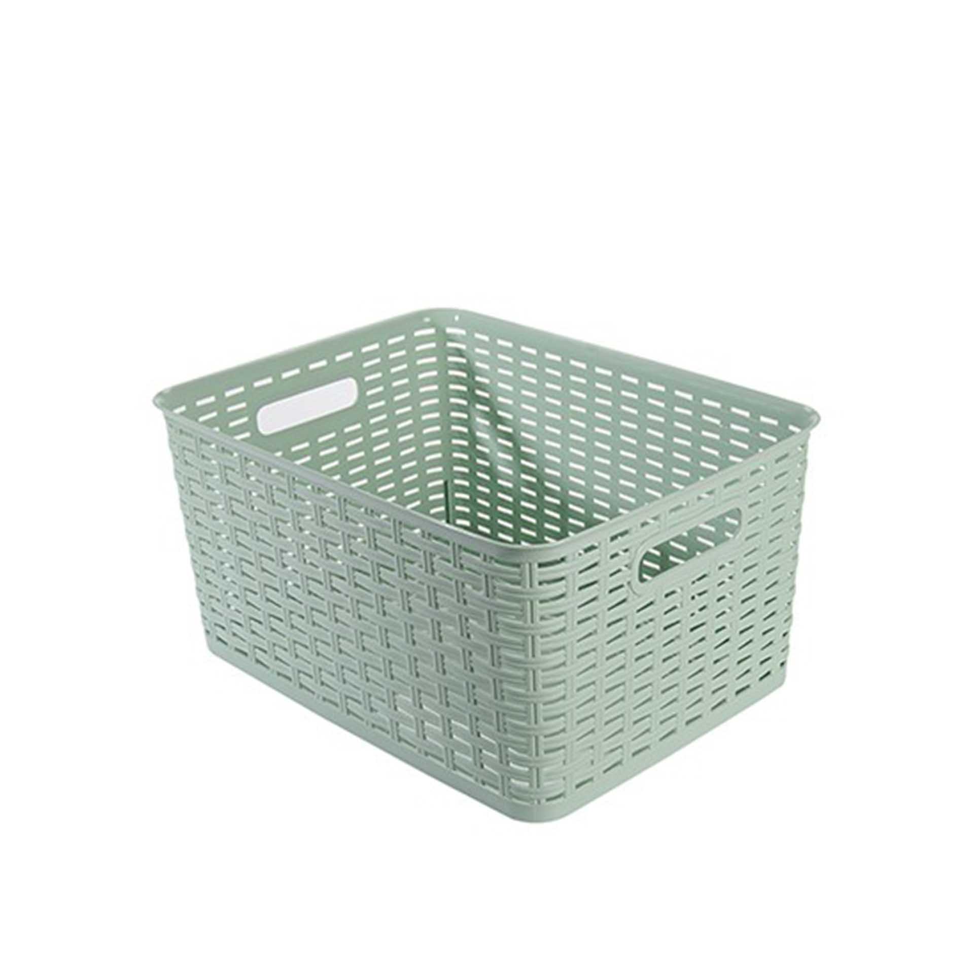 Cesto Multiusos Plástico Rattan Verde 18l 39.5X29X19.4cm