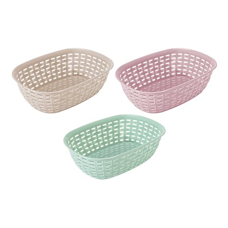 Cesto Multiusos Plástico Rattan Oval Multicor 2000ml 18.4X25.6X7.4cm - Image product