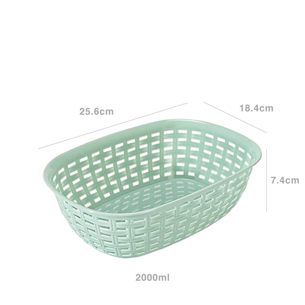 Cesto Multiusos Plástico Rattan Oval Multicor 2000ml 18.4X25.6X7.4cm
