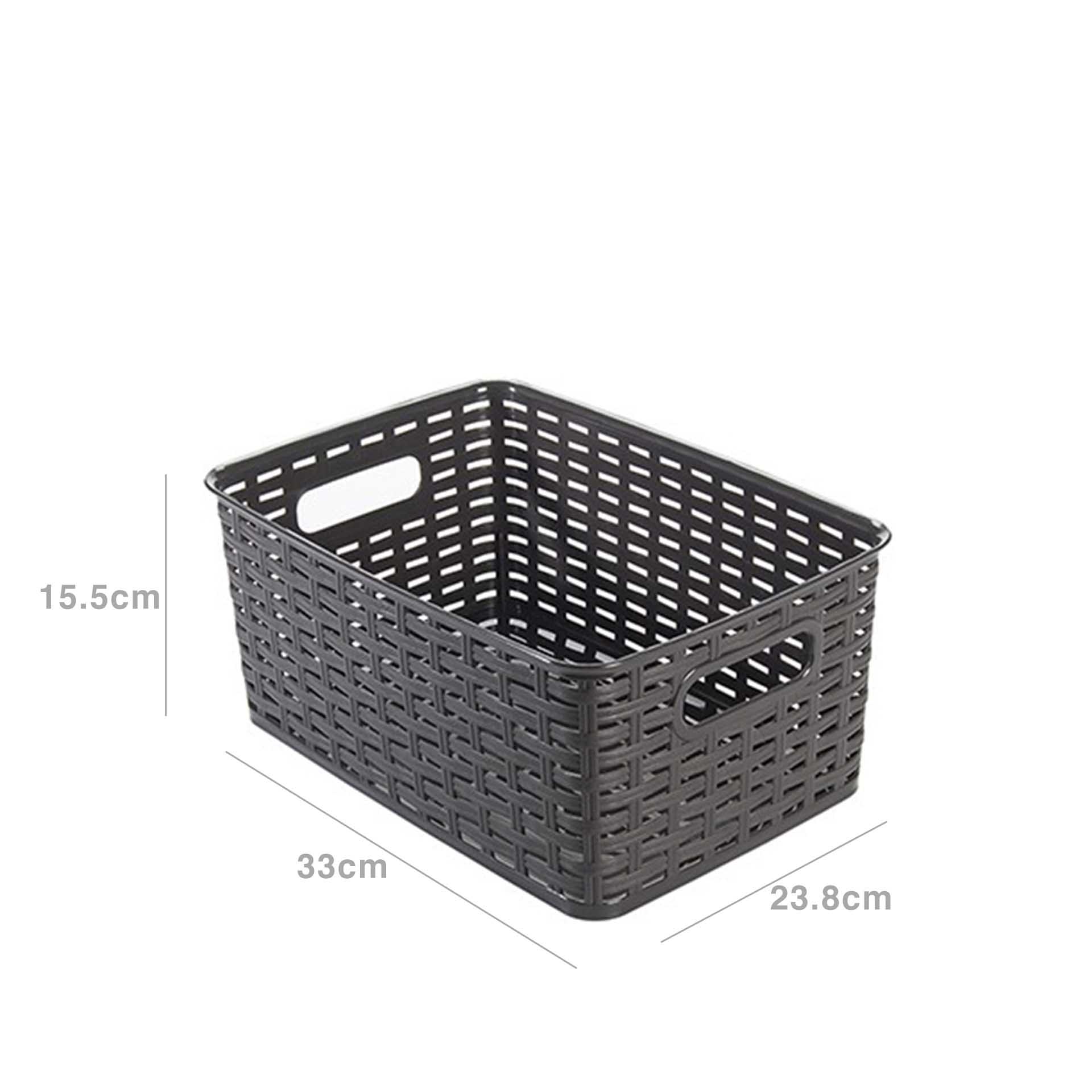 Cesto Multiusos Plástico Rattan 10l 33X23.8X15.5cm Castanho