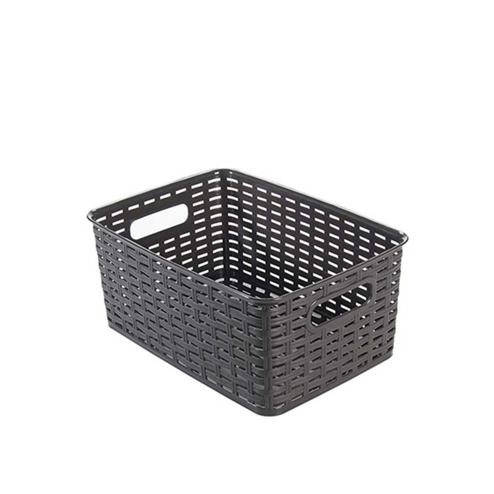 Cesto Multiusos Plástico Rattan 6l 29.5X20.5X13cm Castanho