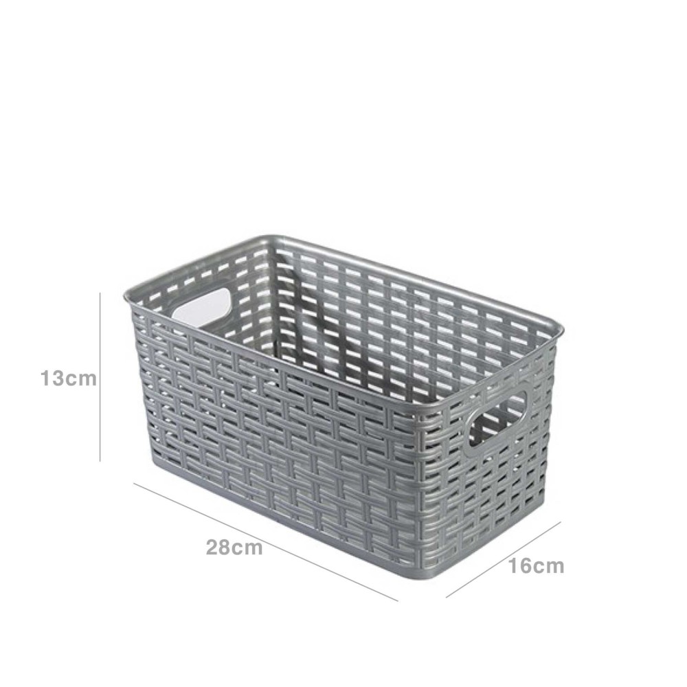 Cesto Multiusos Plástico Rattan 5l 28X16X13cm Cinzento