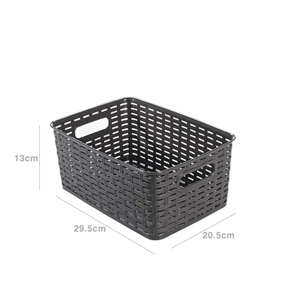 Cesto Multiusos Plástico Rattan 6l 29.5X20.5X13cm Castanho
