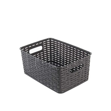 Cesto Multiusos Plástico Rattan 6l 29.5X20.5X13cm Castanho