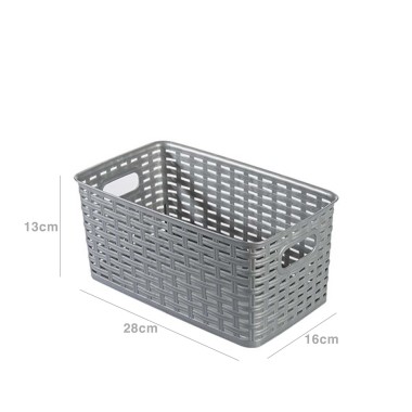 Cesto Multiusos Plástico Rattan 5l 28X16X13cm Cinzento