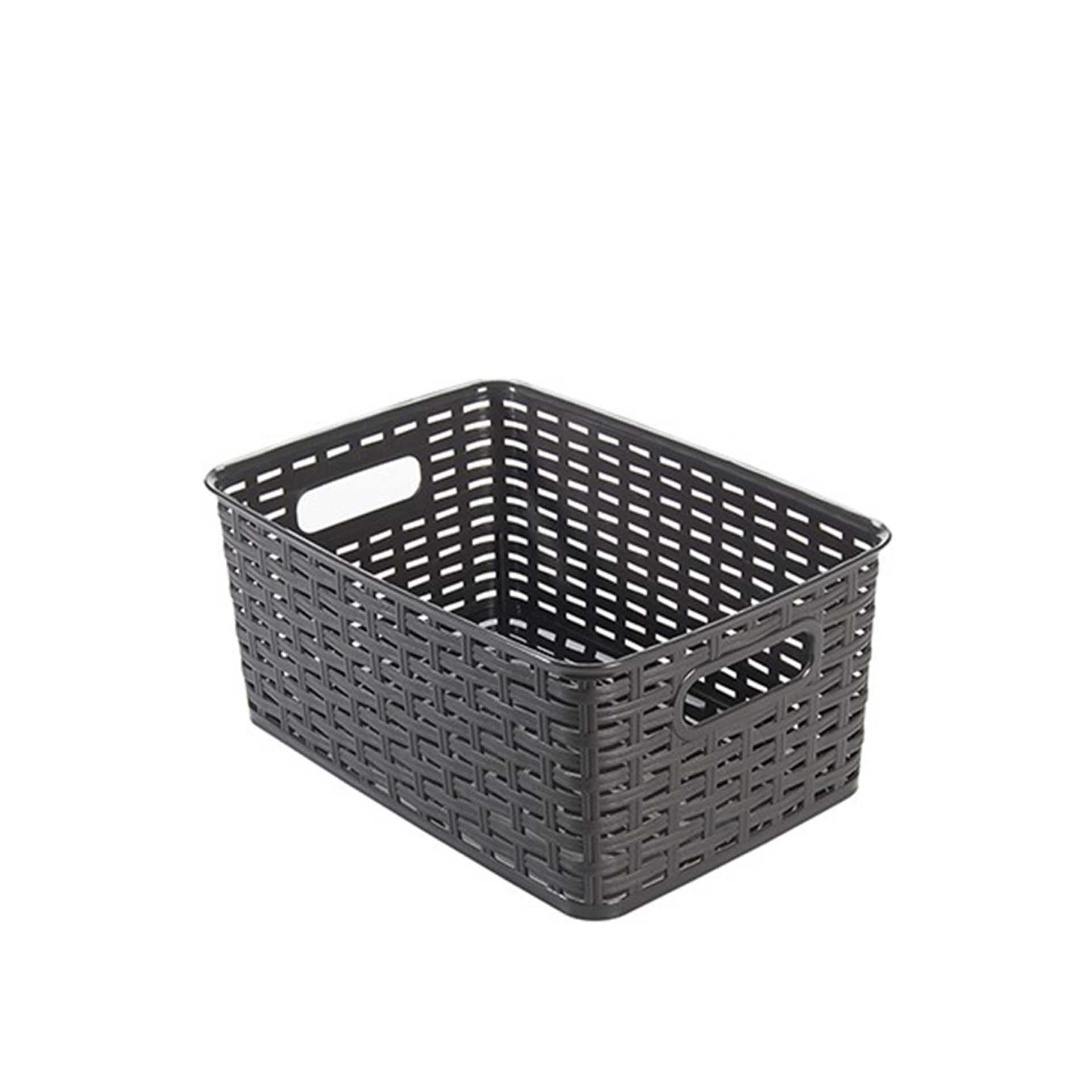 Cesto Multiusos Plástico Rattan 10l 33X23.8X15.5cm Castanho