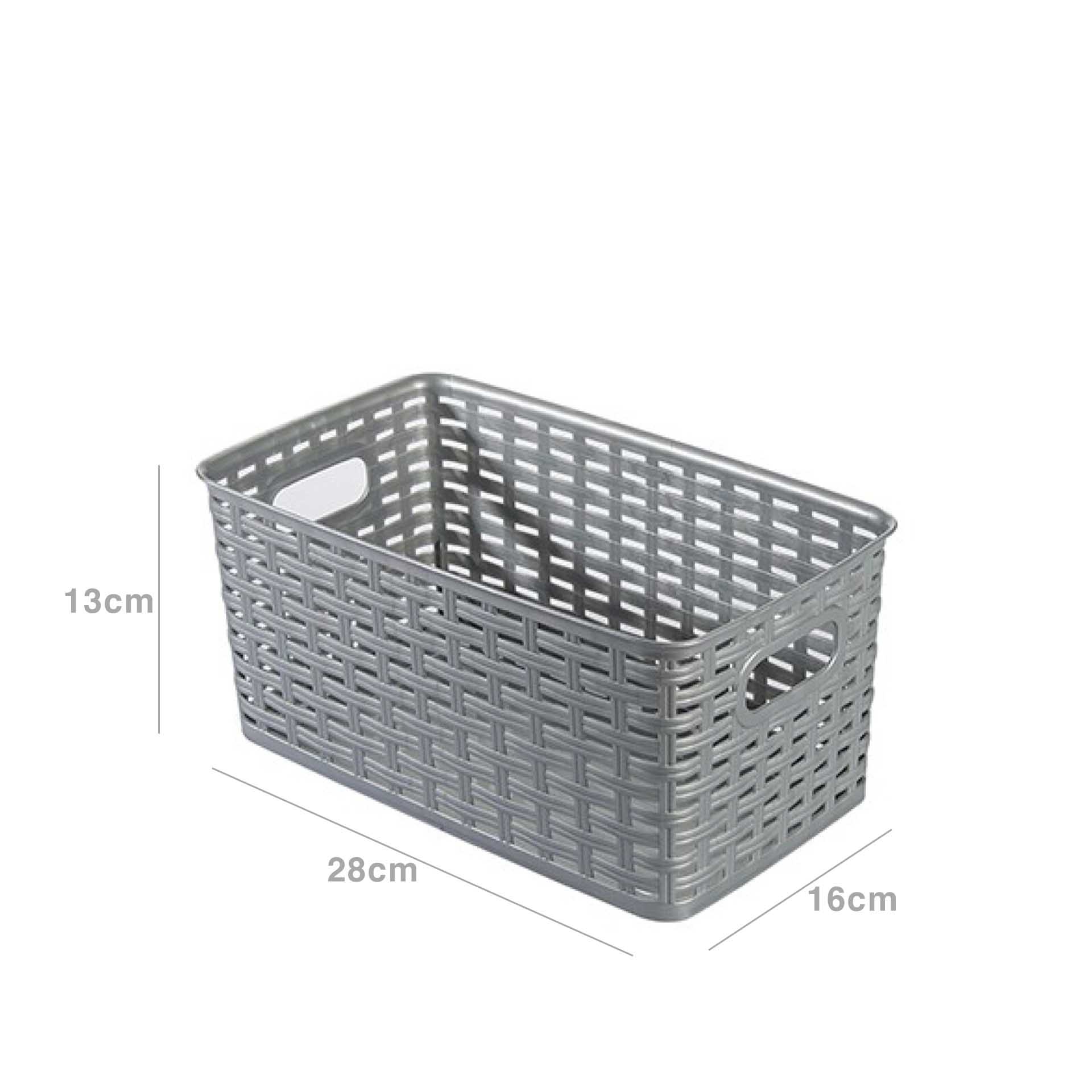 Cesto Multiusos Plástico Rattan 5l 28X16X13cm Cinzento