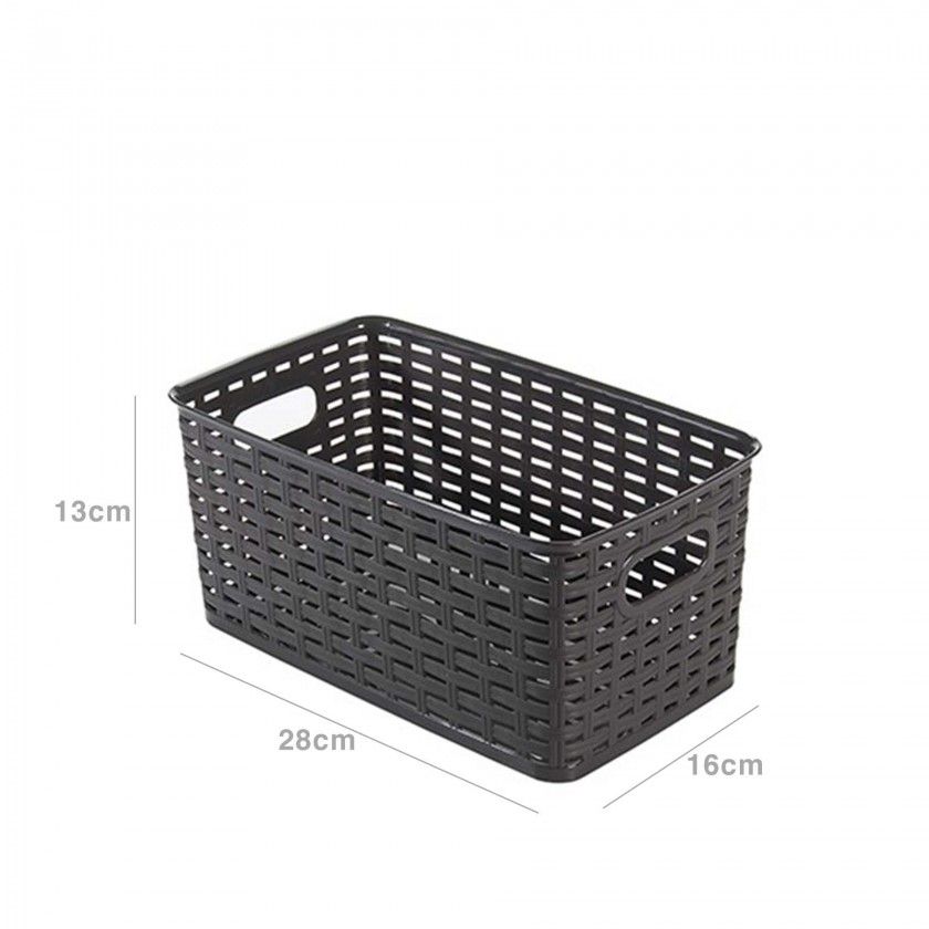 Cesto Multiusos Pl�stico Rattan 5l 28X16X13cm Castanho
