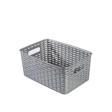 Cesto Multiusos Pl�stico Rattan 6l 29.5X20.5X13cm Cinzento