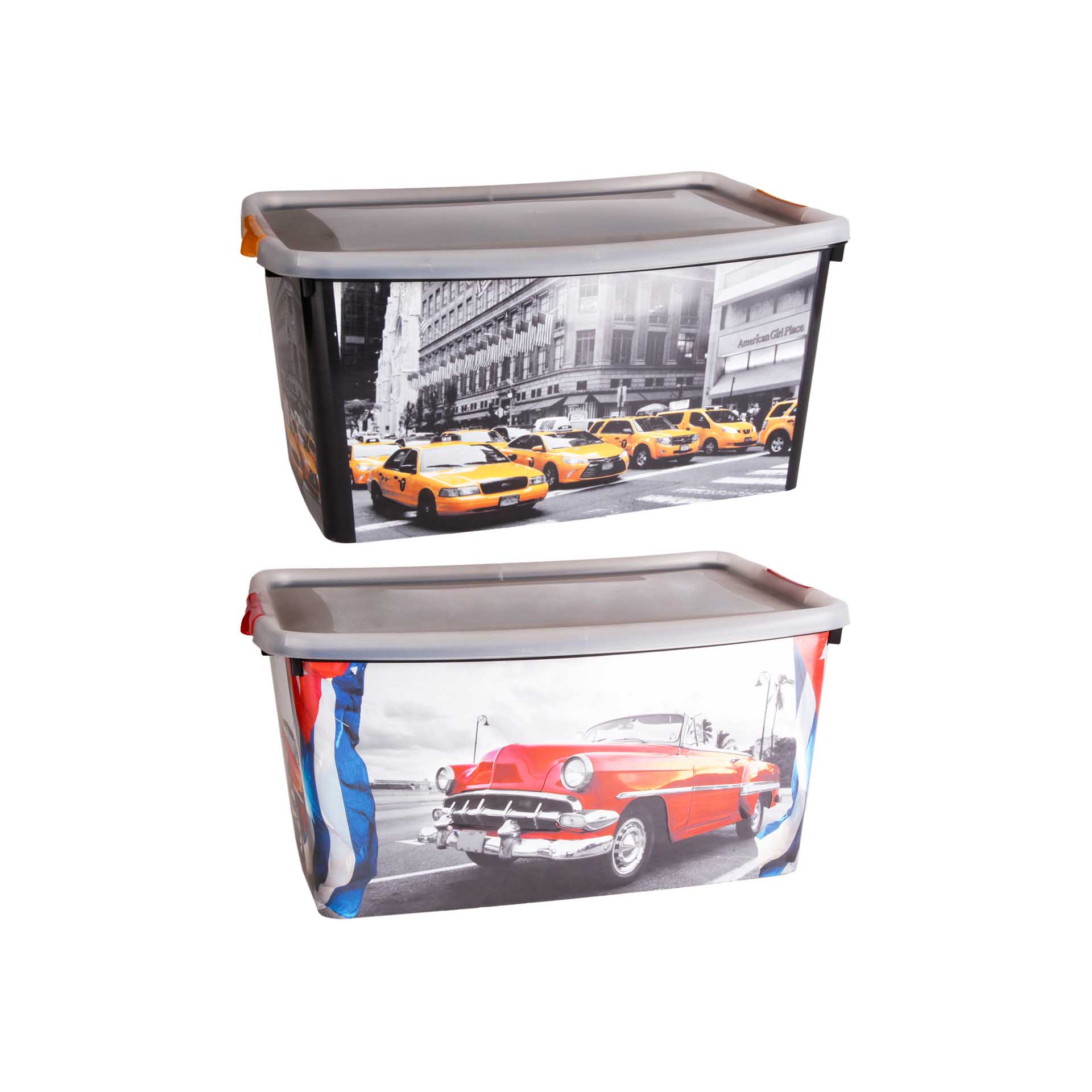 Caixa Arrumos com Asa Plástico Multicor 25l 76X51X36cm