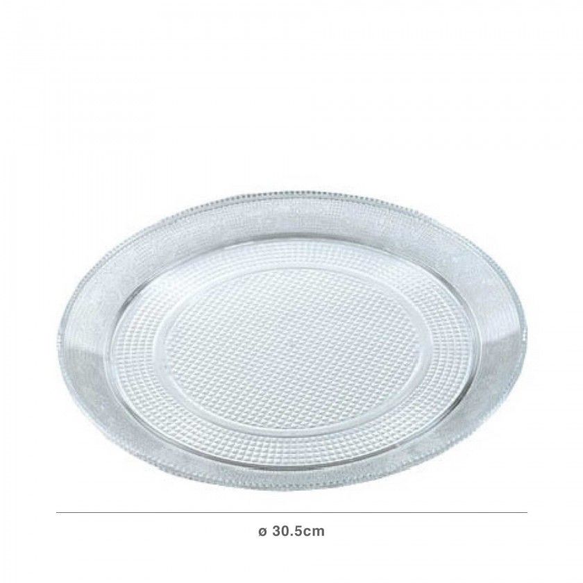 Bandeja Pl�stica Luxe Redondo Incolor