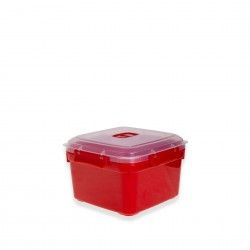 Caixa Hermtica Ding Plstico Al Vapor Quadrado Vermelho 1600ml 16.5X16.5X11cm