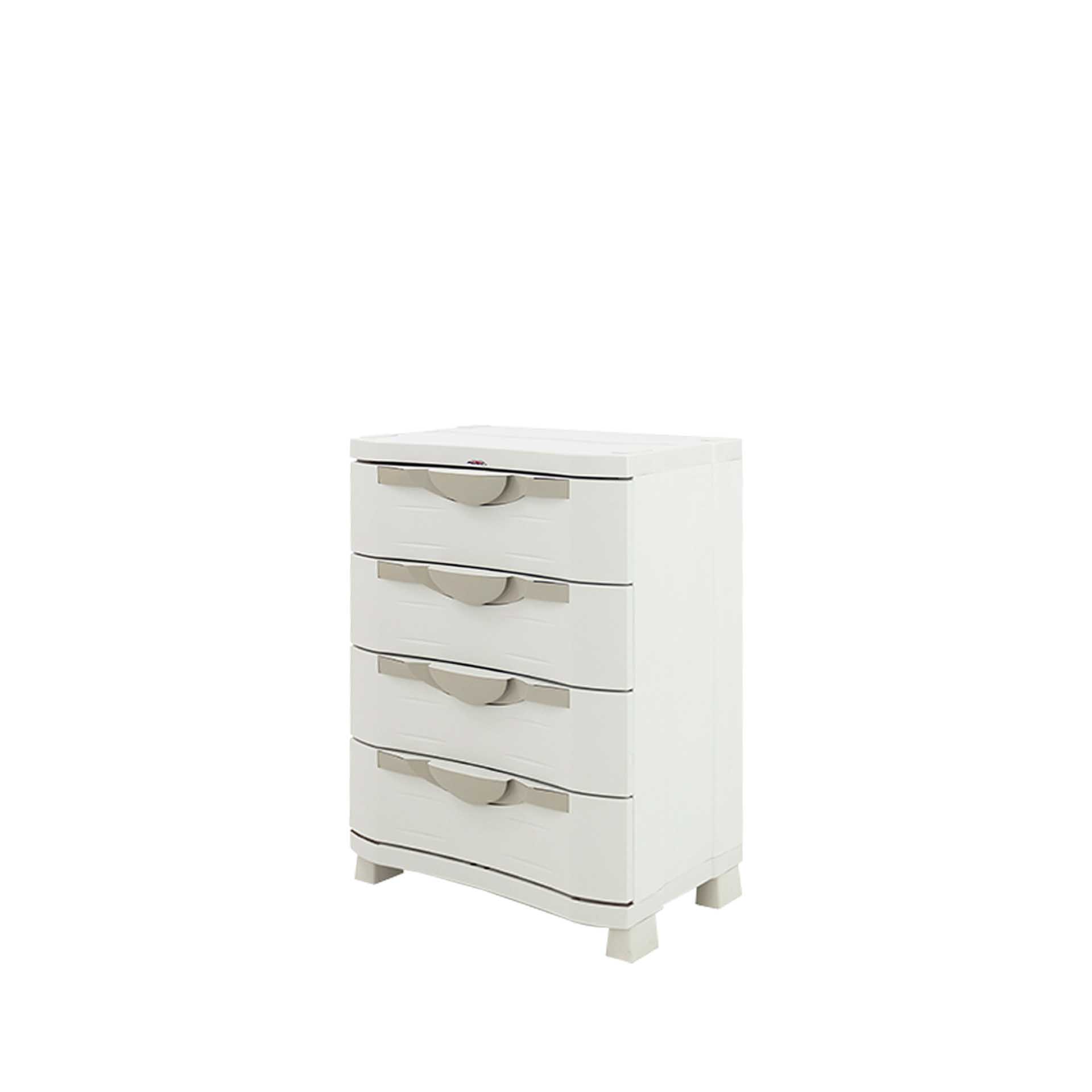 Armário Plástico 4 Gavetas Redondo Branco 70X45X100cm