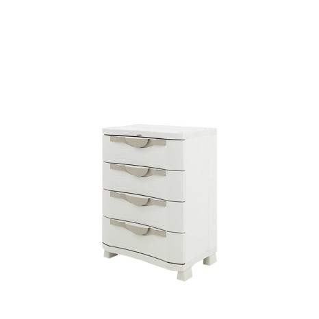 Arm�rio Pl�stico 4 Gavetas Redondo Branco 70X45X100cm - Image product
