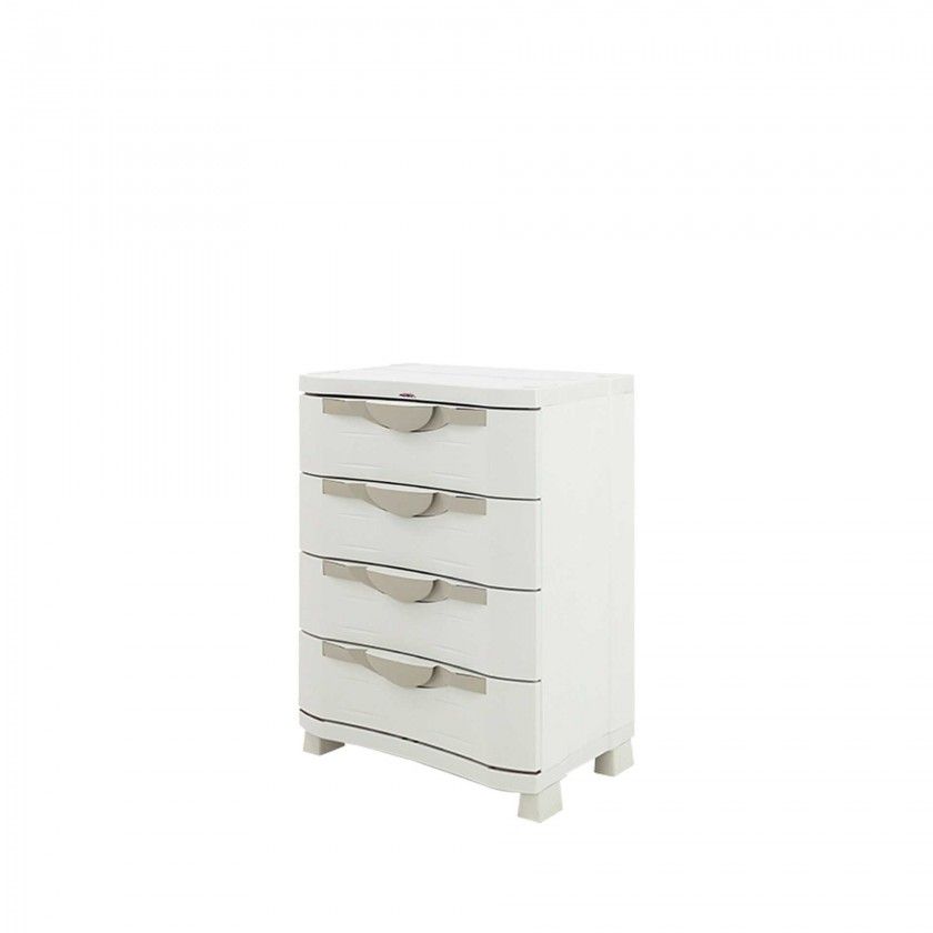 Armrio Plstico 4 Gavetas Redondo Branco 70X45X100cm