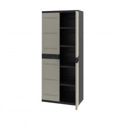 Armrio Plstico Titanium 2 Portas Retangular Preto / Bege 70X44X176cm