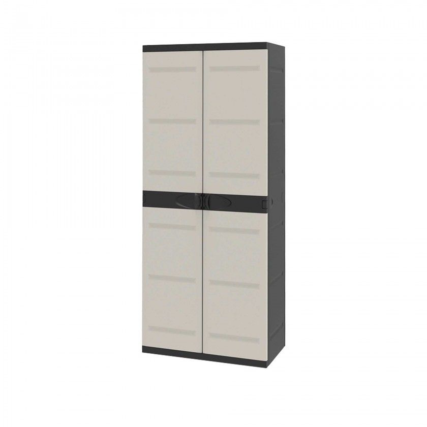 Armário Plástico Titanium Retangular Preto / Bege 70X44X176cm Armário Plástico Titanium Retangular Preto / Bege 70X44X176cm