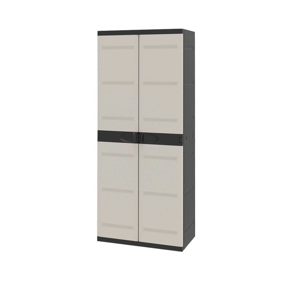 Arm�rio Pl�stico Titanium Retangular Preto / Bege 70X44X176cm