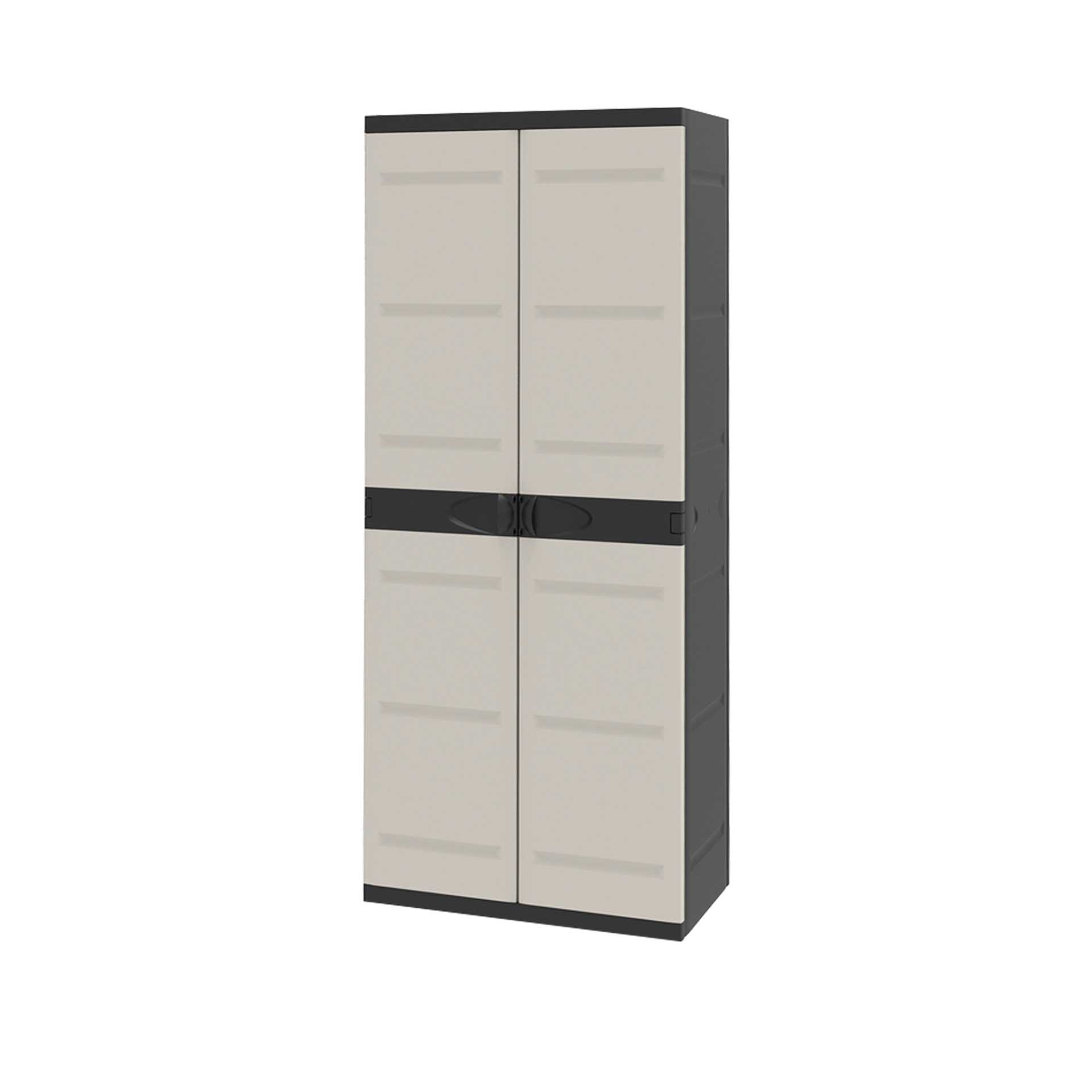 Armário Plástico Titanium Retangular Preto / Bege 70X44X176cm